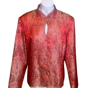 Vintage Scarlet Paisley Bomber Jacket